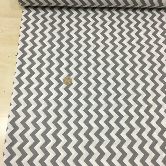 Koyu Gri Zigzag Poplin Kumaş